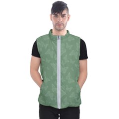 Asparagus Green Butterfly Print Men s Puffer Vest by SpinnyChairDesigns