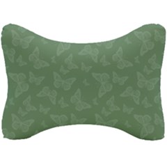 Asparagus Green Butterfly Print Seat Head Rest Cushion by SpinnyChairDesigns