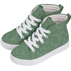 Asparagus Green Butterfly Print Kids  Hi-top Skate Sneakers by SpinnyChairDesigns