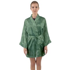 Asparagus Green Butterfly Print Long Sleeve Satin Kimono by SpinnyChairDesigns