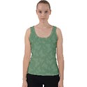 Asparagus Green Butterfly Print Velvet Tank Top View1