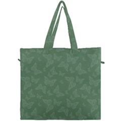 Asparagus Green Butterfly Print Canvas Travel Bag by SpinnyChairDesigns