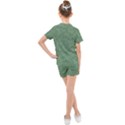 Asparagus Green Butterfly Print Kids  Mesh Tee and Shorts Set View2