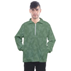 Asparagus Green Butterfly Print Men s Half Zip Pullover by SpinnyChairDesigns