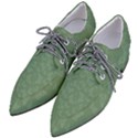 Asparagus Green Butterfly Print Pointed Oxford Shoes View2