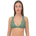 Asparagus Green Butterfly Print Double Strap Halter Bikini Top View1