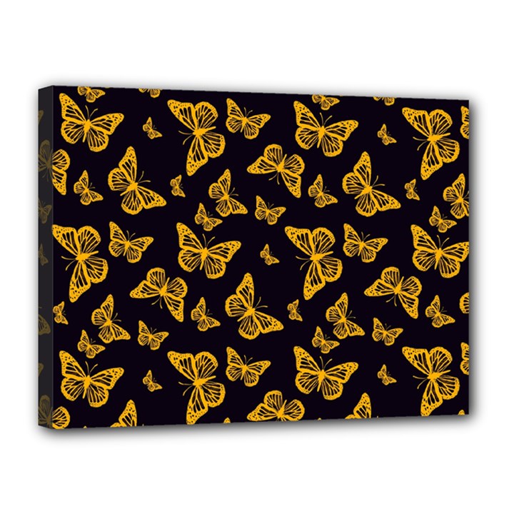 Black Gold Butterfly Print Canvas 16  x 12  (Stretched)