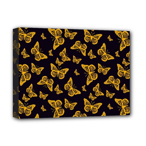 Black Gold Butterfly Print Deluxe Canvas 16  X 12  (stretched)  by SpinnyChairDesigns