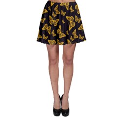 Black Gold Butterfly Print Skater Skirt by SpinnyChairDesigns