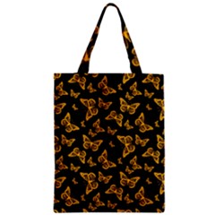 Black Gold Butterfly Print Zipper Classic Tote Bag by SpinnyChairDesigns