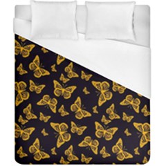 Black Gold Butterfly Print Duvet Cover (california King Size) by SpinnyChairDesigns