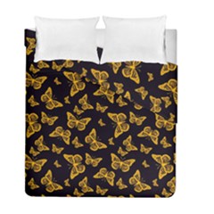 Black Gold Butterfly Print Duvet Cover Double Side (full/ Double Size) by SpinnyChairDesigns