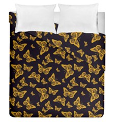 Black Gold Butterfly Print Duvet Cover Double Side (queen Size) by SpinnyChairDesigns