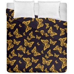 Black Gold Butterfly Print Duvet Cover Double Side (california King Size) by SpinnyChairDesigns