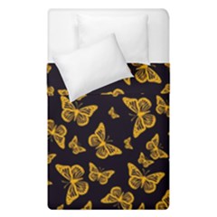 Black Gold Butterfly Print Duvet Cover Double Side (single Size) by SpinnyChairDesigns