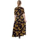 Black Gold Butterfly Print Waist Tie Boho Maxi Dress View2