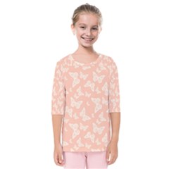 Peaches and Cream Butterfly Print Kids  Quarter Sleeve Raglan Tee