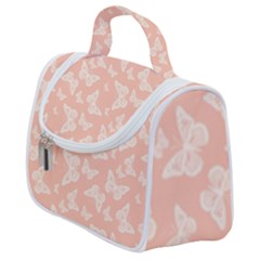 Peaches And Cream Butterfly Print Satchel Handbag by SpinnyChairDesigns