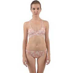 Peaches and Cream Butterfly Print Wrap Around Bikini Set