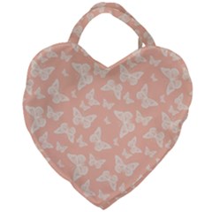 Peaches and Cream Butterfly Print Giant Heart Shaped Tote