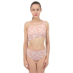 Peaches and Cream Butterfly Print Spliced Up Two Piece Swimsuit