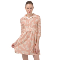 Peaches and Cream Butterfly Print Mini Skater Shirt Dress