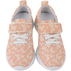 Peaches and Cream Butterfly Print Kids  Velcro Strap Shoes