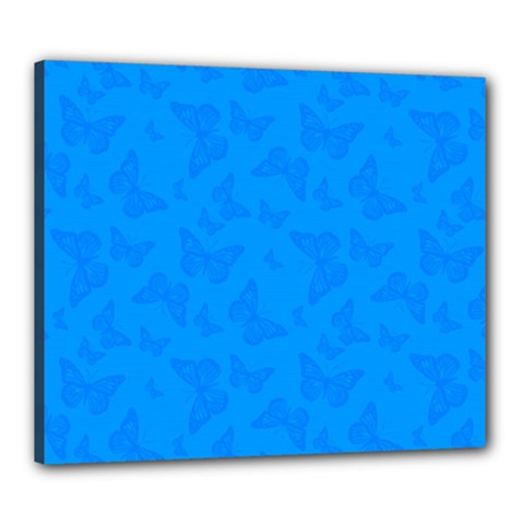 Cornflower Blue Butterfly Print Canvas 24  X 20  (stretched) by SpinnyChairDesigns