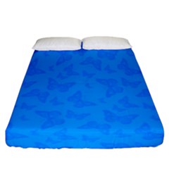 Cornflower Blue Butterfly Print Fitted Sheet (california King Size) by SpinnyChairDesigns