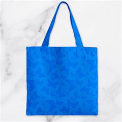 Cornflower Blue Butterfly Print Zipper Grocery Tote Bag by SpinnyChairDesigns