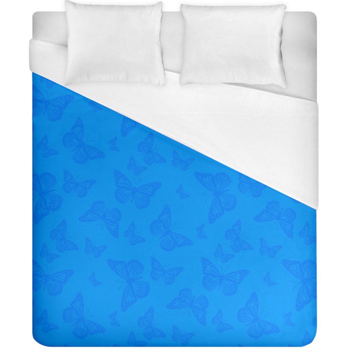 Cornflower Blue Butterfly Print Duvet Cover (California King Size)