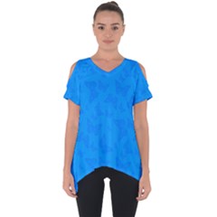 Cornflower Blue Butterfly Print Cut Out Side Drop Tee by SpinnyChairDesigns