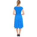 Cornflower Blue Butterfly Print Cap Sleeve Front Wrap Midi Dress View2