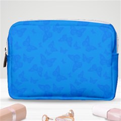 Cornflower Blue Butterfly Print Make Up Pouch (medium) by SpinnyChairDesigns