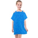 Cornflower Blue Butterfly Print Kids  One Piece Chiffon Dress View1