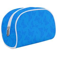 Cornflower Blue Butterfly Print Makeup Case (medium) by SpinnyChairDesigns