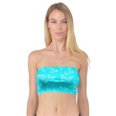 Aqua Blue Butterfly Print Bandeau Top by SpinnyChairDesigns