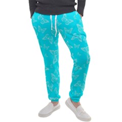 Aqua Blue Butterfly Print Men s Jogger Sweatpants by SpinnyChairDesigns