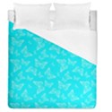 Aqua Blue Butterfly Print Duvet Cover (Queen Size) View1