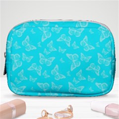 Aqua Blue Butterfly Print Make Up Pouch (small) by SpinnyChairDesigns