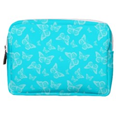 Aqua Blue Butterfly Print Make Up Pouch (medium) by SpinnyChairDesigns