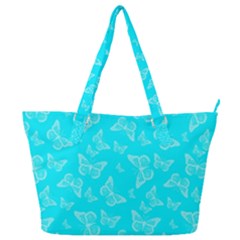 Aqua Blue Butterfly Print Full Print Shoulder Bag by SpinnyChairDesigns