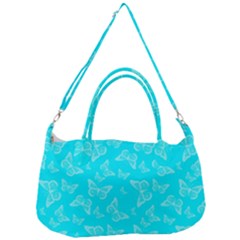 Aqua Blue Butterfly Print Removal Strap Handbag by SpinnyChairDesigns