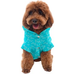 Aqua Blue Butterfly Print Dog Coat by SpinnyChairDesigns