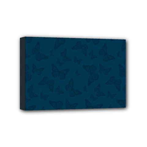 Indigo Dye Blue Butterfly Pattern Mini Canvas 6  X 4  (stretched) by SpinnyChairDesigns