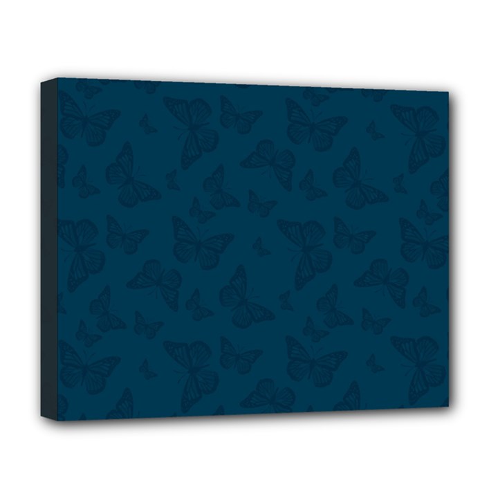 Indigo Dye Blue Butterfly Pattern Deluxe Canvas 20  x 16  (Stretched)