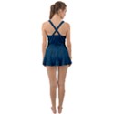 Indigo Dye Blue Butterfly Pattern Ruffle Top Dress Swimsuit View2