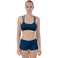 Indigo Dye Blue Butterfly Pattern Perfect Fit Gym Set by SpinnyChairDesigns