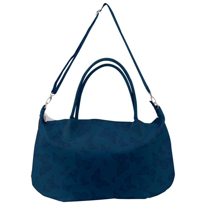 Indigo Dye Blue Butterfly Pattern Removal Strap Handbag