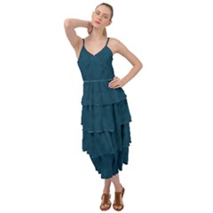 Indigo Dye Blue Butterfly Pattern Layered Bottom Dress by SpinnyChairDesigns